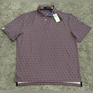 RLX Ralph Lauren Polo Purple Golf Tee Print Athletic Stretch Mens Size Medium